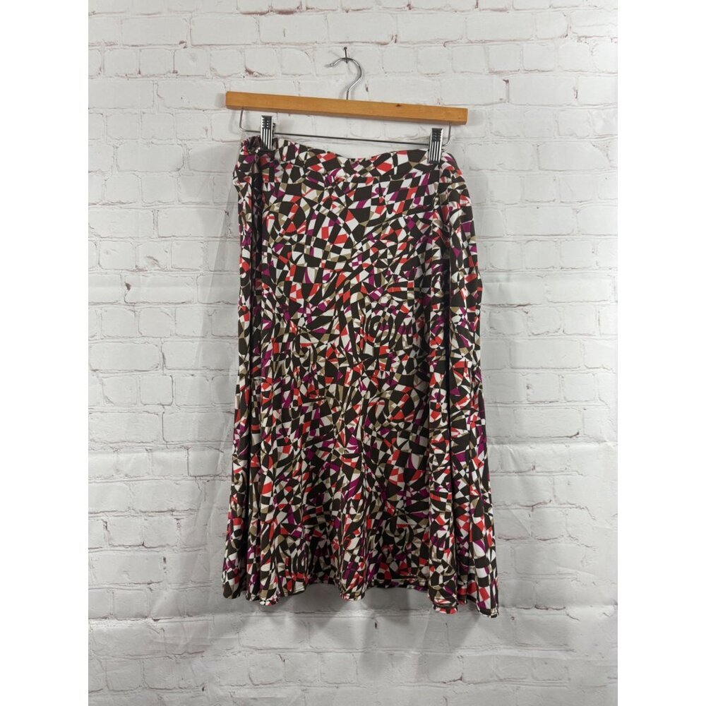 George Skirt Womens Size Large (12-14) Brown Orange Lavender Geometric Pattern